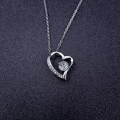 Collar Corazón de Acero Inoxidable con Caja LED de Madera + 5 Mensajes incluidos