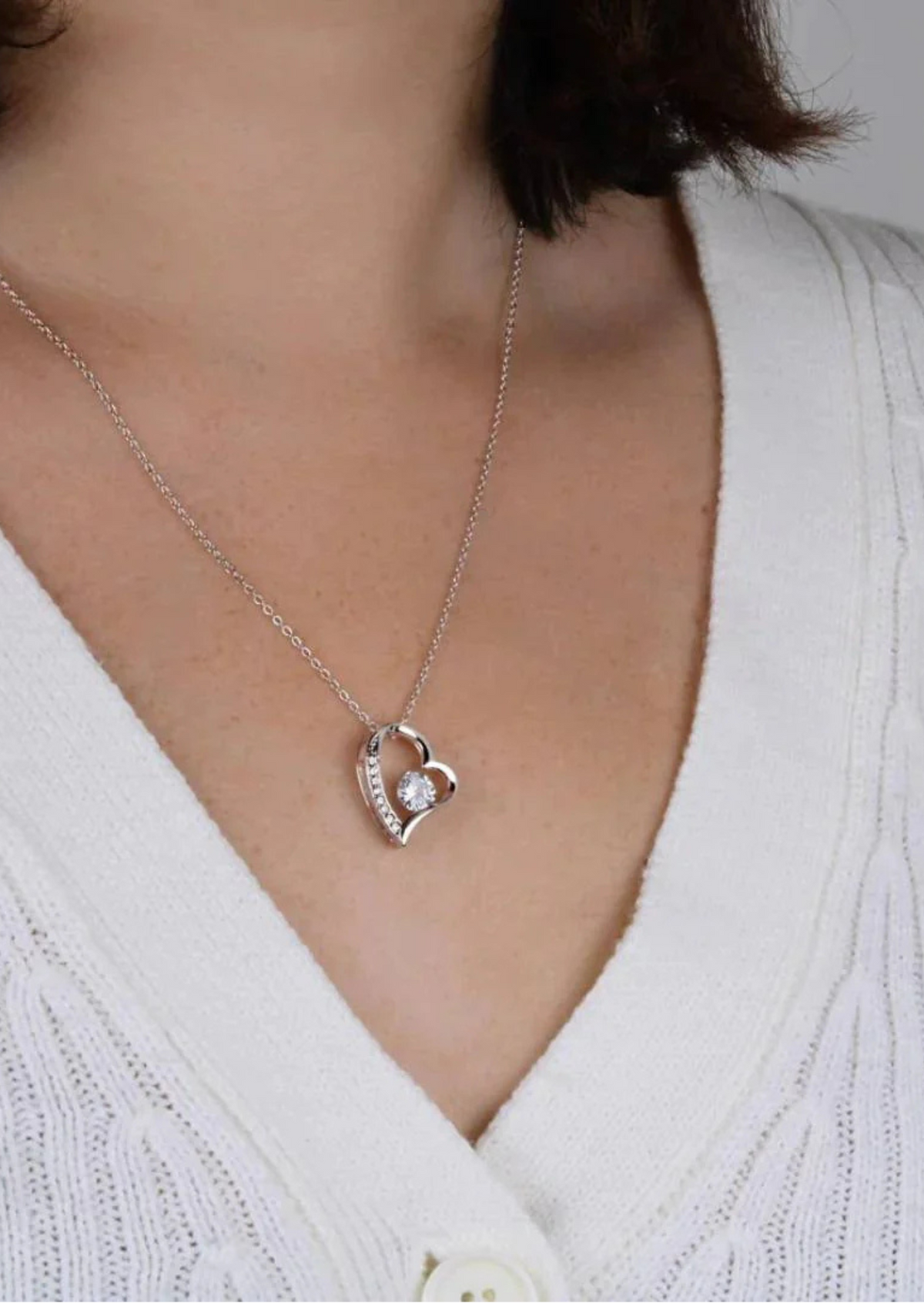 Collar Corazón de Acero Inoxidable con Caja LED de Madera + 5 Mensajes incluidos