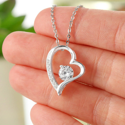 Collar Corazón de Acero Inoxidable con Caja LED de Madera + 5 Mensajes incluidos