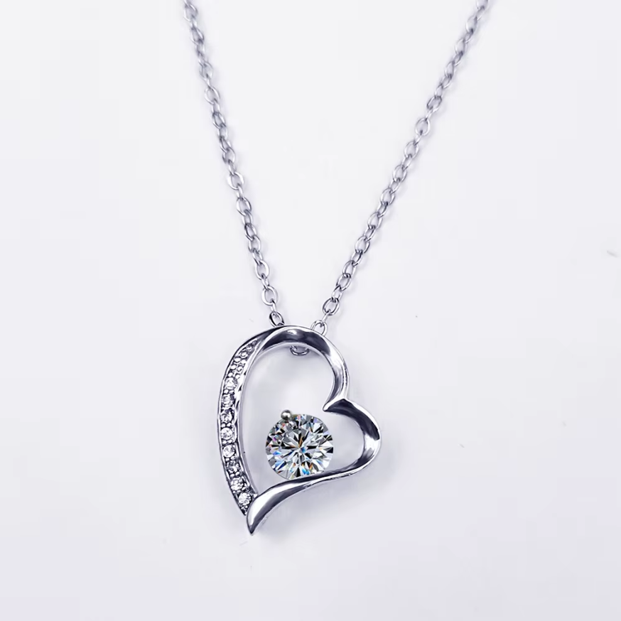 Collar Corazón de Acero Inoxidable con Caja LED de Madera + 5 Mensajes incluidos