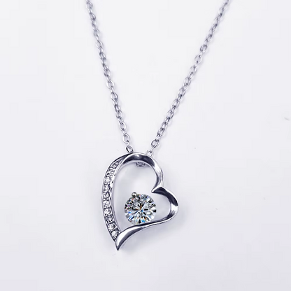 Collar Corazón de Acero Inoxidable con Caja LED de Madera + 5 Mensajes incluidos